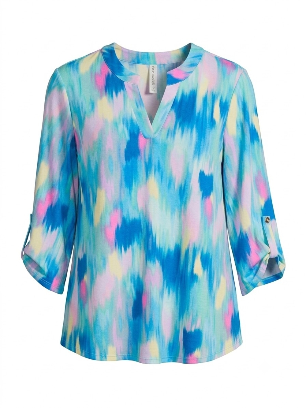 Dear Scarlett Abstract Blue Brush Stroke Watercolor Lizzy Blouse Large - Picture 3 of 6